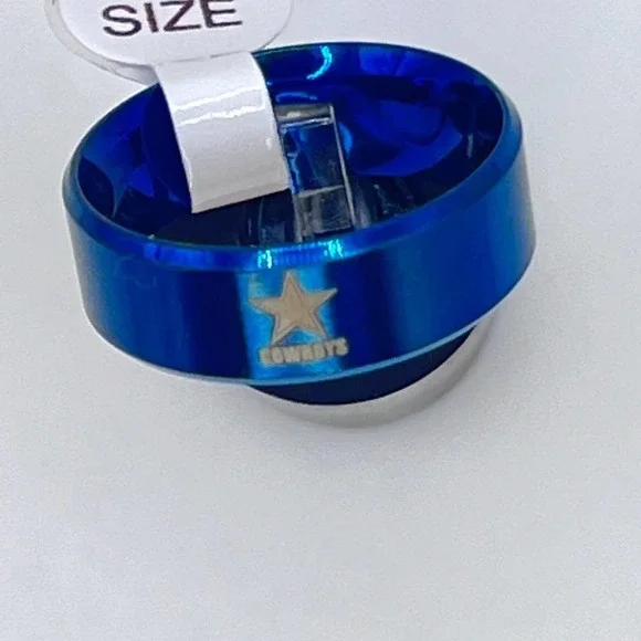 Dallas Cowboys Stainless Steel Blue Ring - Picture 7 of 7